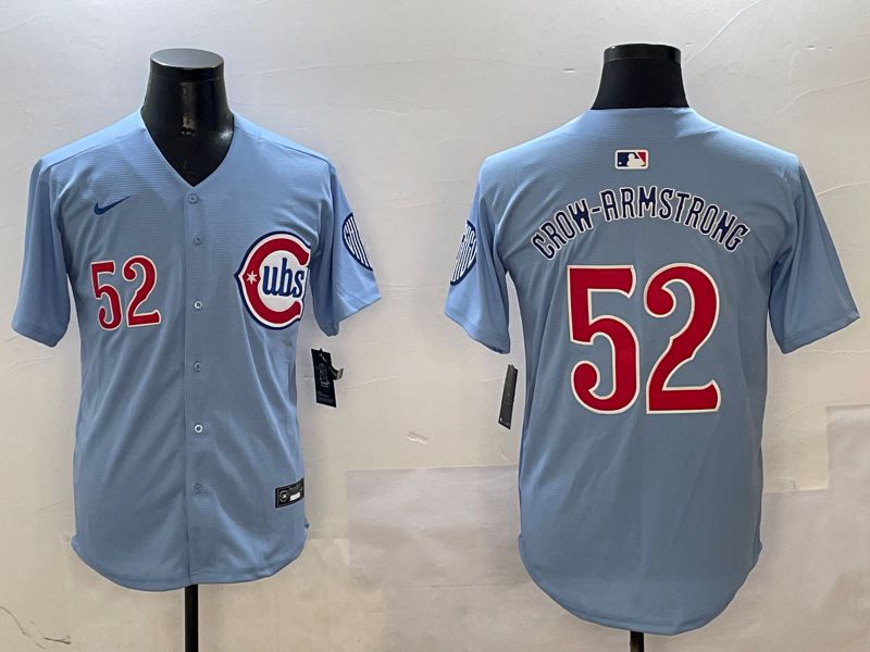 Men Chicago Cubs #52 Grow-Armstrong Light Blue Throwback Fashion 2025 Nike MLB Jersey style 5->chicago cubs->MLB Jersey